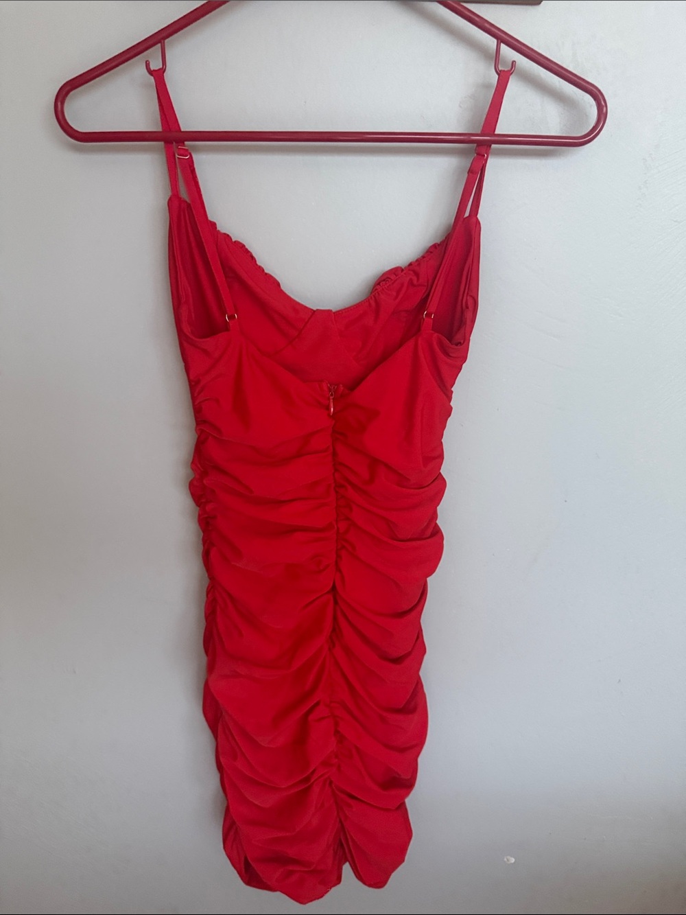Tiger Mist Red Ruched Bodycon Mini Dress - Picture 3 of 4